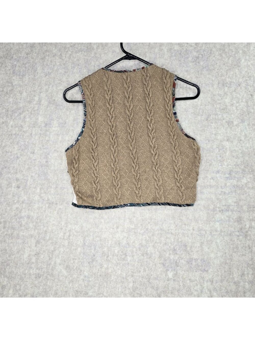 BKE Womens Embellished Boho Vest Beige/Tan S Open Front Linen Blend Style - Picture 2 of 5